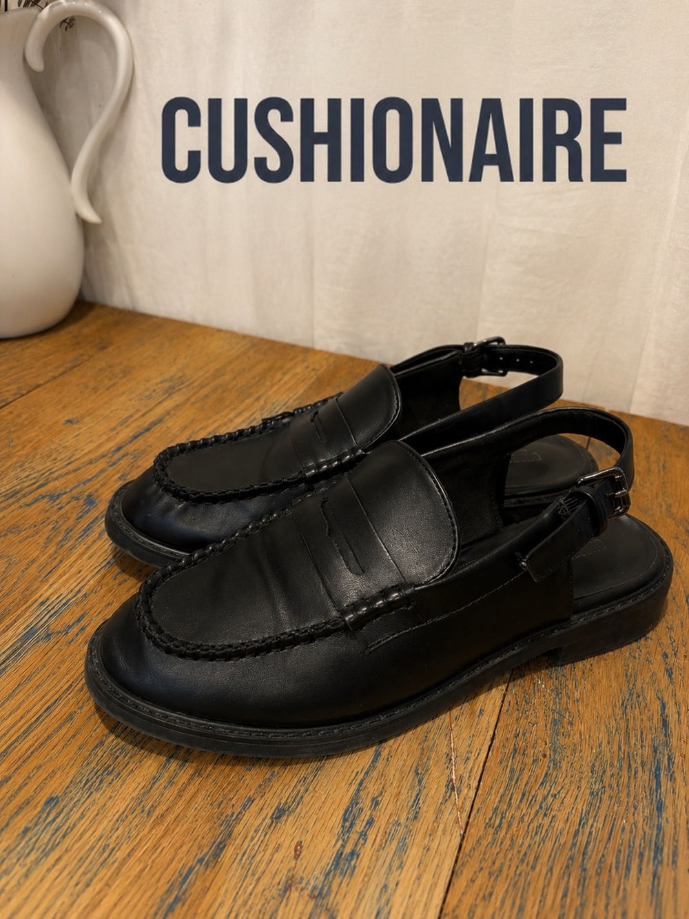 CUSHIONAIRE Black Slingback Loafers Women’s Size 8